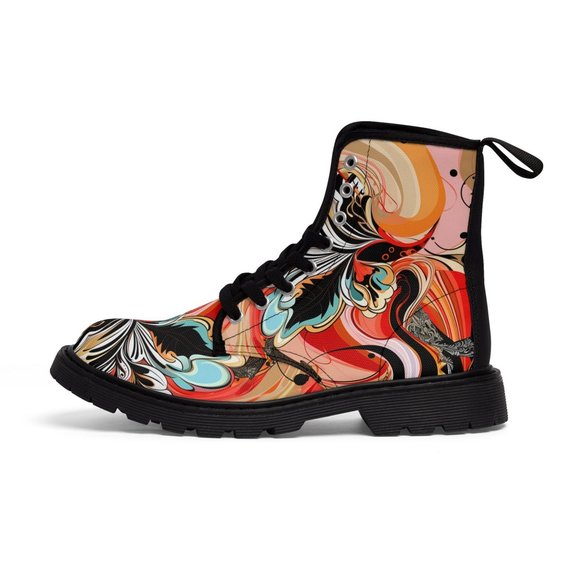 Luxury Stylish,  Men's Canvas Boots, Classy Mod Art Deco Outfit Footwear - Picture 5 of 9